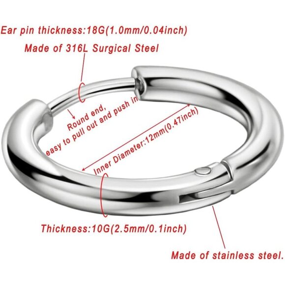 ⚡Sterling Silver Hoop Earrings for Women Men Small Classic Round Jewelry Gift - Picture 3 of 5